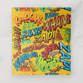 Moderne Fun farbenfrohe Sprechblase Platzkarte (Innenseite Aufgefaltet)