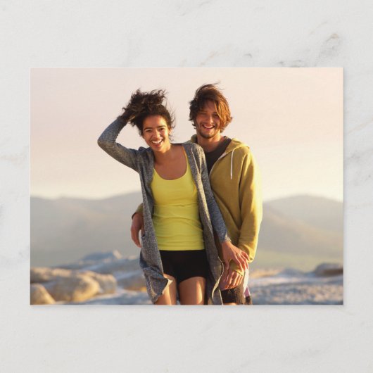 Moderne Fun Foto Comic Hochzeit Einladungspostkarte (Rückseite)