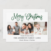 Moderne Fun Grüne Kalligrafie Weihnachten 3 Fotos (Vorne/Hinten)