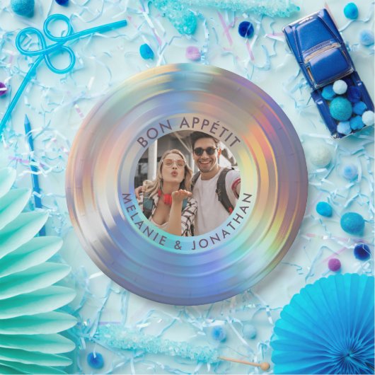 Moderne Fun Holographic Bon Appetit Custom Wedding Pappteller (Party)