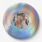 Moderne Fun Holographic Bon Appetit Custom Wedding Pappteller (Vorderseite)