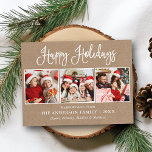 Moderne Fun Kalligrafie 3 Fotos Kraft Holiday Postkarte<br><div class="desc">Moderne Fun Calligraphy Script Happy Holidays 3 Foto Kraft Holiday Postcard</div>