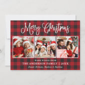 Moderne Fun Kalligrafie Weihnachten 3 Foto Kariert (Vorderseite)