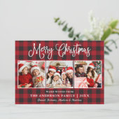 Moderne Fun Kalligrafie Weihnachten 3 Foto Kariert (Stehend Vorderseite)