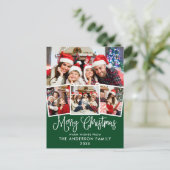 Moderne Fun Kalligrafie Weihnachten 4 Foto Grün Postkarte (Stehend Vorderseite)