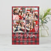 Moderne Fun Kalligrafie Weihnachten Kariert 4 Foto (Stehend Vorderseite)