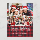 Moderne Fun Kalligraphie Kariert 4 Foto Urlaub Postkarte (Vorderseite)