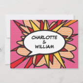 Moderne Fun Pink Liebe Comic Hochzeit Einladung (Rückseite)