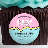 Moderne Fun Retro farbenfrohe Tropfen Kuchen Bäcke Runder Aufkleber