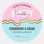 Moderne Fun Retro farbenfrohe Tropfen Kuchen Bäcke Runder Aufkleber (Vorderseite)