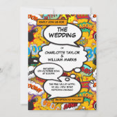 Moderne Fun Typografy Foto Comic Book Wedding Einladung (Vorderseite)