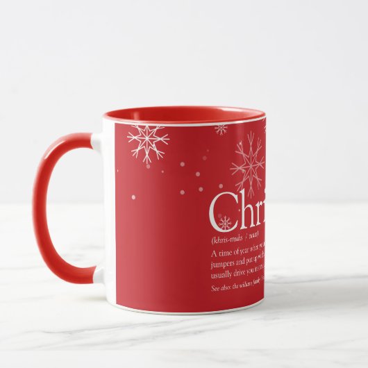 Moderne FunChristmas-Snowflake-Familie Definition Tasse (Links)