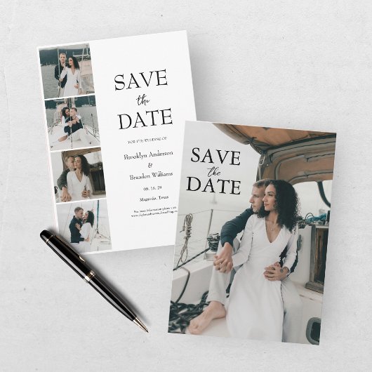 Moderne Fünf-Foto-Save-the-Date-Karte Save The Date