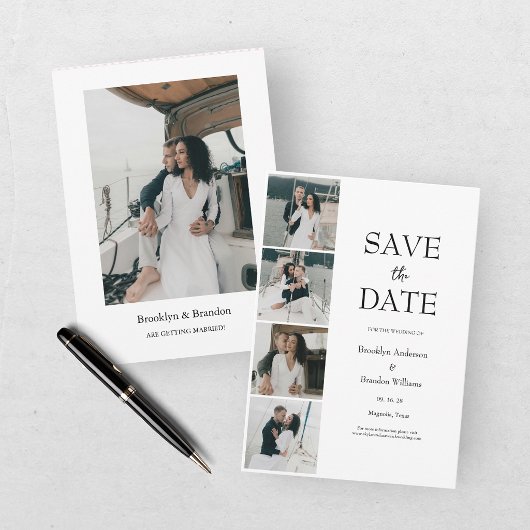 Moderne Fünf-Foto-Save-the-Date-Karte Save The Date