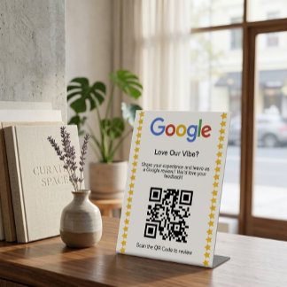 Moderne Fünf-Sterne-Google-Bewertungs-QR-Code-Bewe Sockelschild