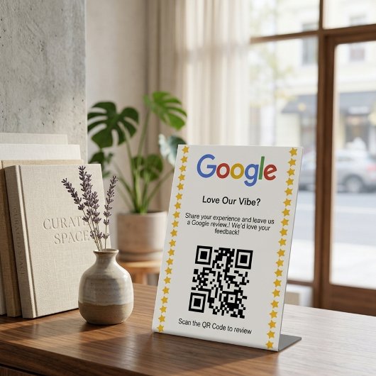 Moderne Fünf-Sterne-Google-Bewertungs-QR-Code-Bewe Sockelschild