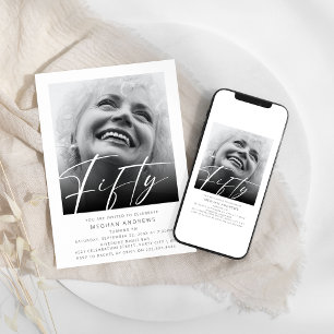 Moderne Fünfzig Foto Geburtstagseinladung zur Part Einladung