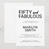 Moderne Fünfzig und Fabelhaft Fete zum 50. Geburts Einladung (Vorne/Hinten)
