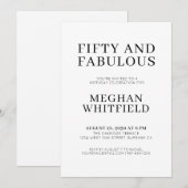Moderne Fünfzig und Fabelhaft Fete zum 50. Geburts Einladung (Vorne/Hinten)