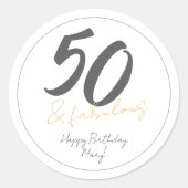 Moderne Fünfzig und Fabulous 50. Geburtstag Runder Aufkleber (Vorderseite)