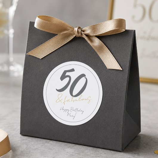 Moderne Fünfzig und Fabulous 50. Geburtstag Runder Aufkleber