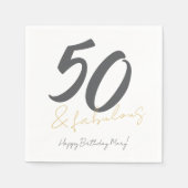 Moderne Fünfzig und Fabulous 50. Geburtstag Serviette (Vorderseite)