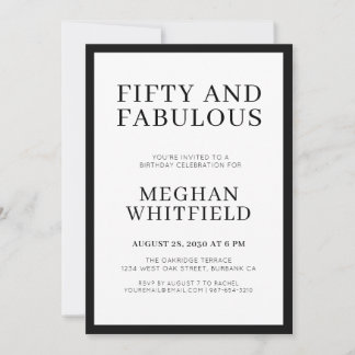 Moderne Fünfzig und Fantastisch Fette 50. Geburtst Einladung