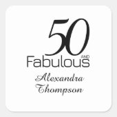 Moderne Fünfzig und fantastisch Fette 50. Geburtst Quadratischer Aufkleber (Vorderseite)