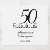 Moderne Fünfzig und Fantastisch Fette 50. Geburtst Schaumweinetikett (Einzelnes Label)