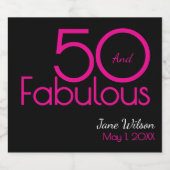 Moderne Fünfzig und Fantastisch Fette 50. Geburtst Schaumweinetikett (Einzelnes Label)