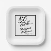 Moderne Fünfzig und Fantastisch Name 50. Geburtsta Pappteller (Vorderseite)
