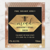 Moderne Funkelhonigbiene Weinetikett (Einzelnes Label)