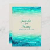 Moderne, funkelnde Meere und Hochzeiten am Strand Einladung (Vorne/Hinten)