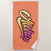 Moderne Funky Coral | Abgeblendetes Orange Aloha Strandtuch (Vorderseite)