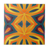 Moderne Funky Orange Gelbe Kaleidoskopie Abstrakt Fliese (Vorderseite)