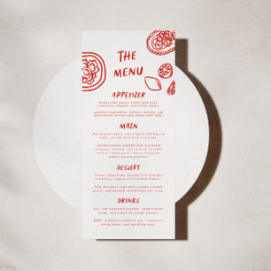 Moderne Funky Retro Bold Red Wedding Menükarte