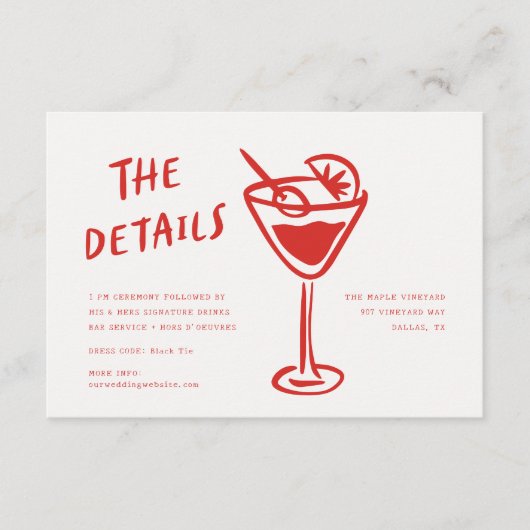 Moderne Funky Retro QR Code Hochzeitsdetails Begleitkarte (Vorderseite)