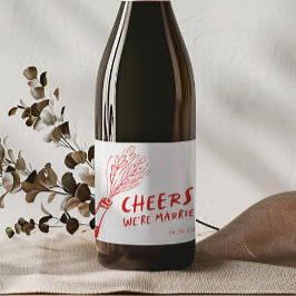 Moderne Funky Retro Red Wedding Schaumweinetikett