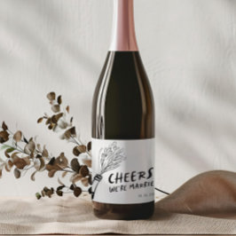 Moderne Funky Retro Wedding Schaumweinetikett