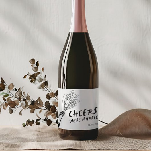 Moderne Funky Retro Wedding Schaumweinetikett