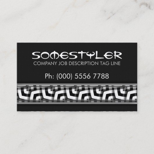 Moderne Funky Schwarz-weiß auf Black Business Card Visitenkarte (Vorderseite)