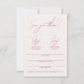 Moderne Funny Calligraphy White & Magenta RSVP Car Karte (Vorderseite)
