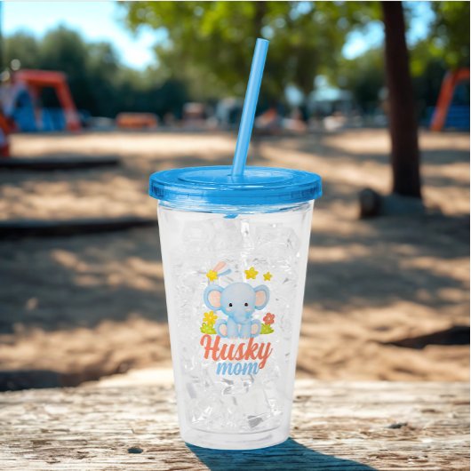 Moderne Funny Husky Mama Niedlich Elefant Acryltrinkbecher