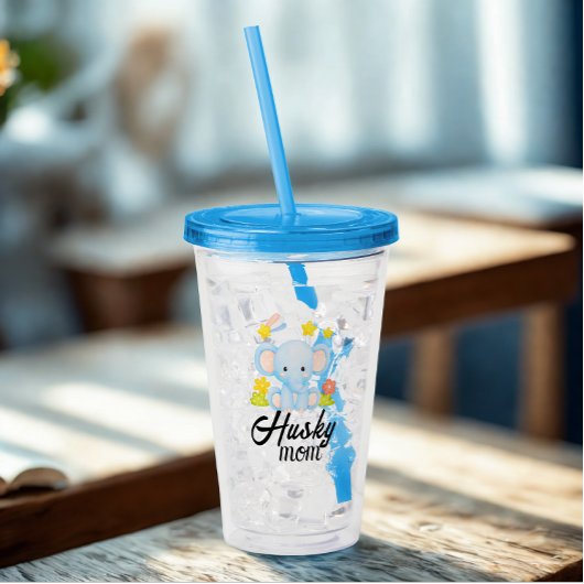 Moderne Funny Husky Mama Niedlich Elefant Acryltrinkbecher