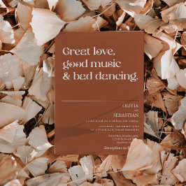 Moderne Funny Minimal Typografie Terracotta Hochze Einladung