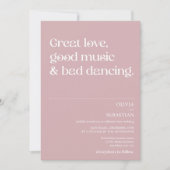 Moderne Funny Minimal Typografy Dusty Rose Wedding Einladung (Vorderseite)