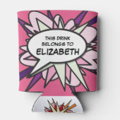 Moderne Funny Pink Personalisiert Speedblase Dosenkühler (Rückseite)