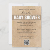 Moderne Funny Stork Neutral Baby Dusche Einladung (Rückseite)