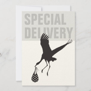 Moderne Funny Stork Neutral Baby Dusche Einladung