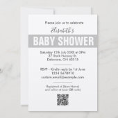 Moderne Funny Stork Neutral Baby Dusche Einladung (Rückseite)